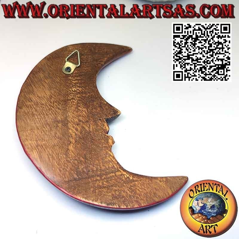 Luna da muro in legno con colori caldi pacioccona (piccola)