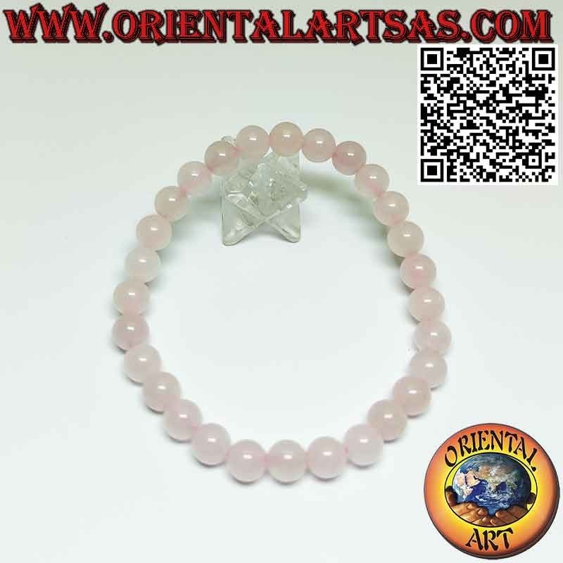 Bracelet Quartz Rose Naturel 7mm Élastique | Amour