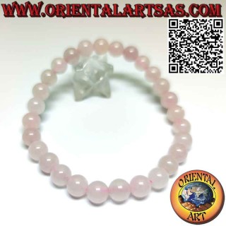 Pulsera de bola de cuarzo rosa natural de 7 mm (elástica)