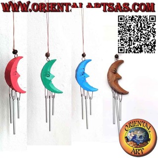 Wooden moon wind chimes with 3 reeds, sweet and soothing sound
