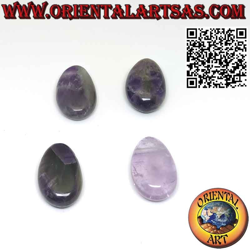 Pendant in natural tumbled amethyst pierced with cord