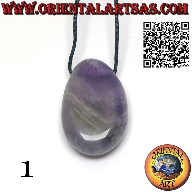 Colgante Amatista Natural Pulida Calada con Cordón