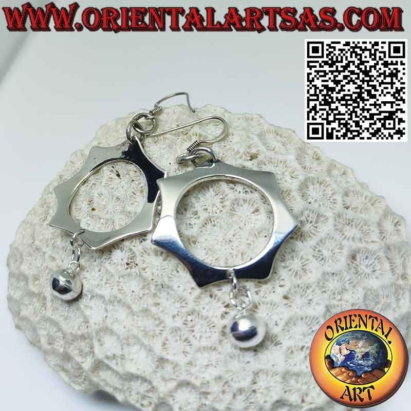 Boucles d'oreilles en argent étoile solaire à 6 branches avec grelot boule