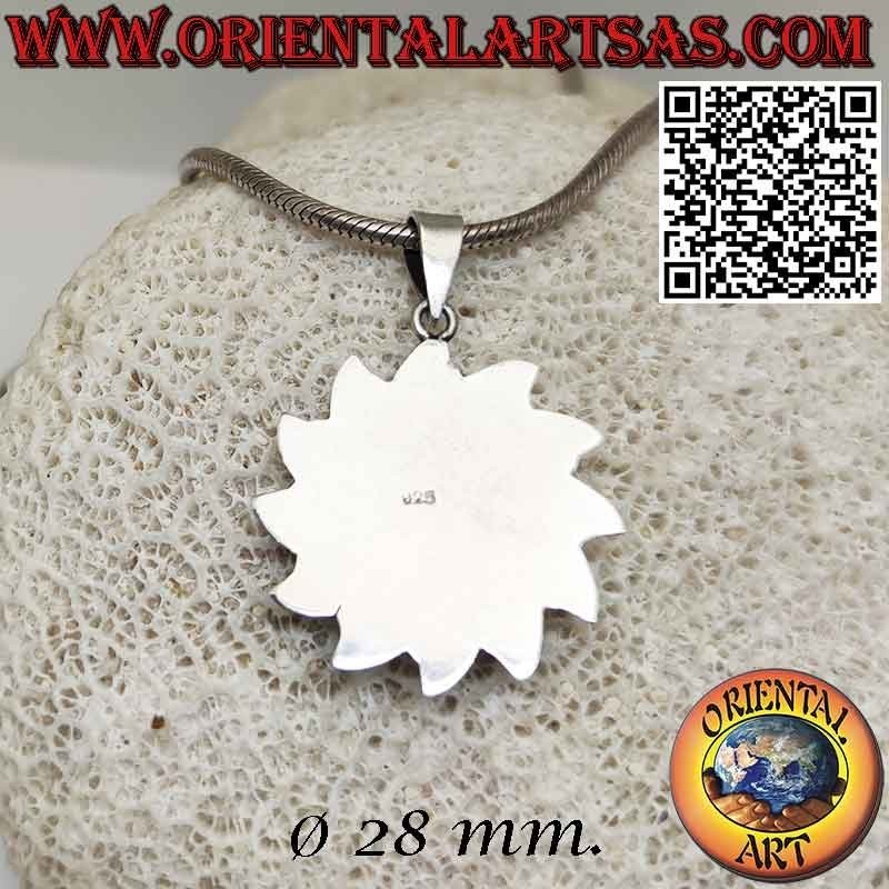 Colgante de plata sol y cara en forma hecho a mano en Nepal 28 mm.Ø