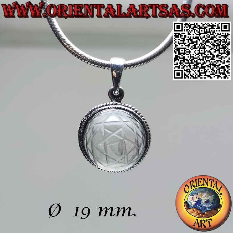 Silver pendant with Sri Yantra engraved on its 19 mm.Ø rock crystal