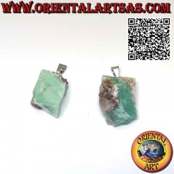 Raw natural chrysoprase pendant with hypoallergenic metal hook