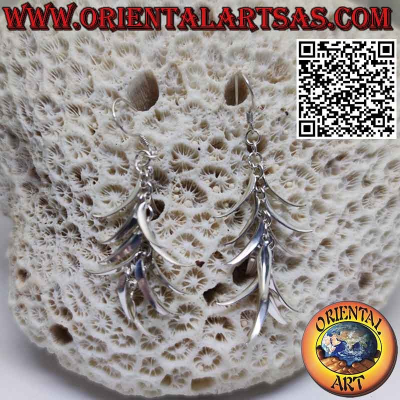 Boucles d'oreilles longues et lumineuses en argent 925 ‰ en forme de régime de bananes