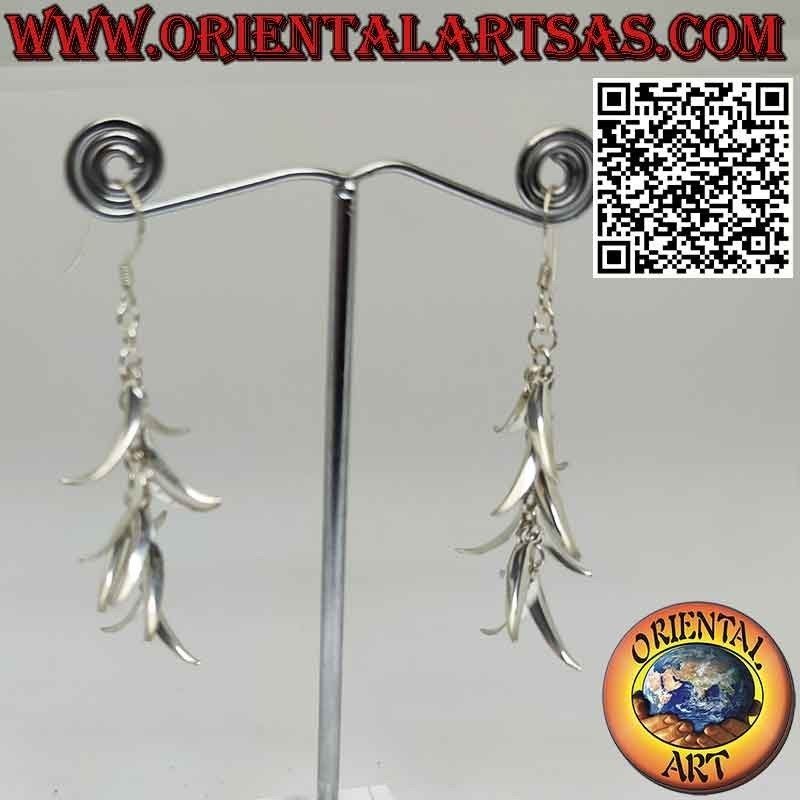 Pendientes largos y brillantes de plata 925 ‰ en forma de racimo de plátanos