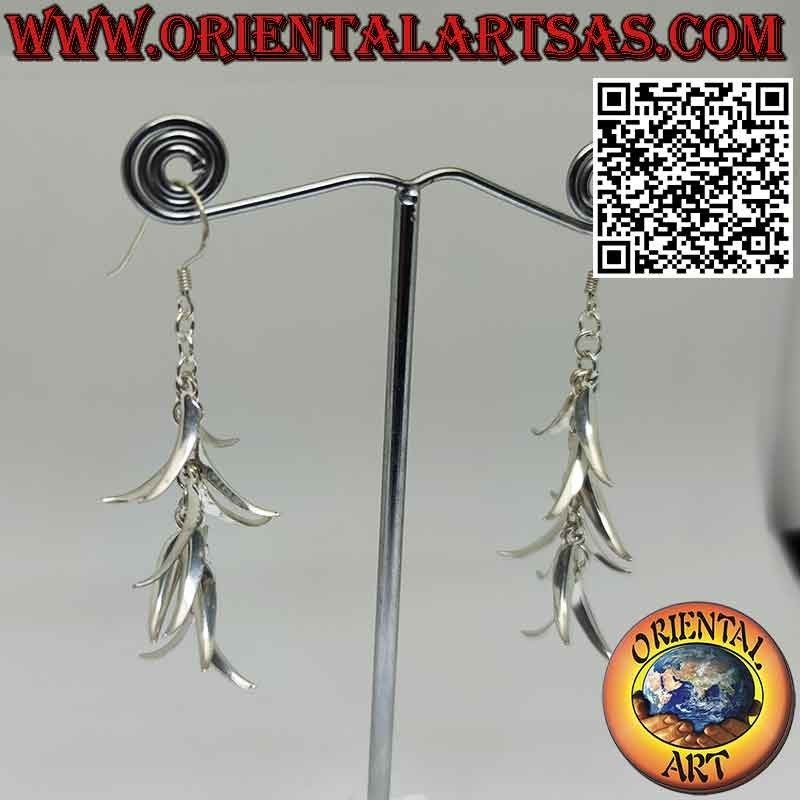 Pendientes largos y brillantes de plata 925 ‰ en forma de racimo de plátanos