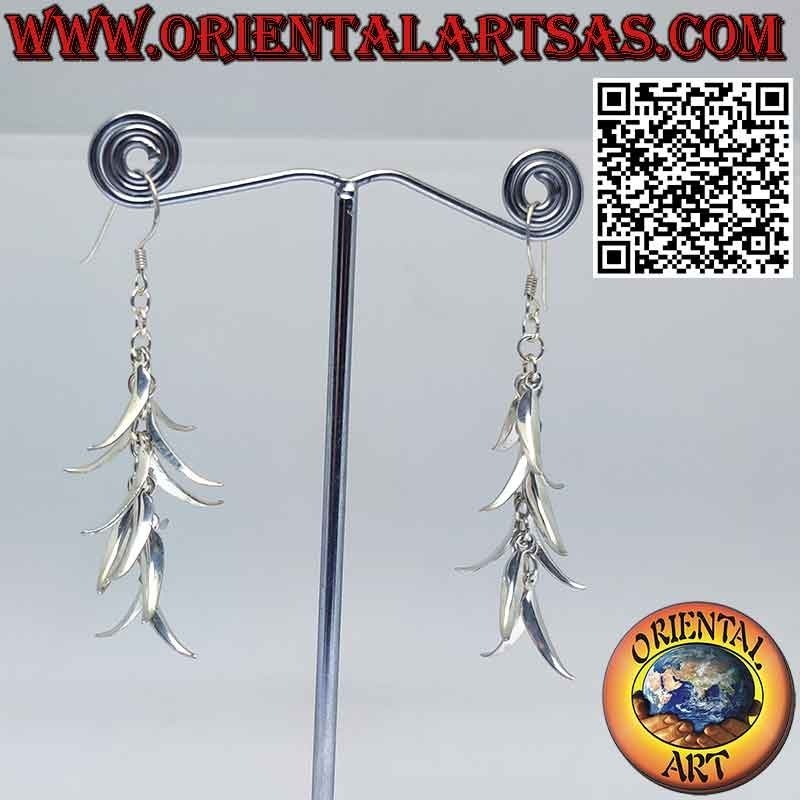Boucles d'oreilles longues et lumineuses en argent 925 ‰ en forme de régime de bananes
