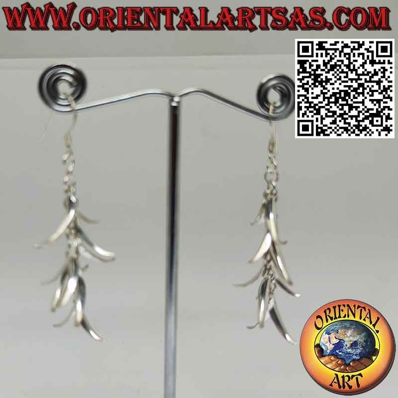 Boucles d'oreilles longues et lumineuses en argent 925 ‰ en forme de régime de bananes