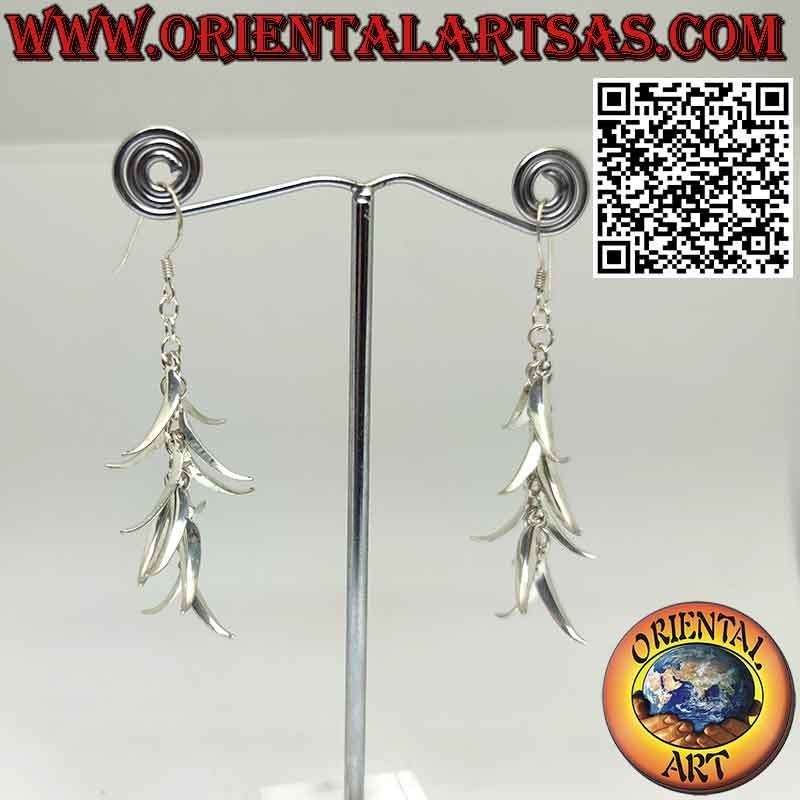Boucles d'oreilles longues et lumineuses en argent 925 ‰ en forme de régime de bananes