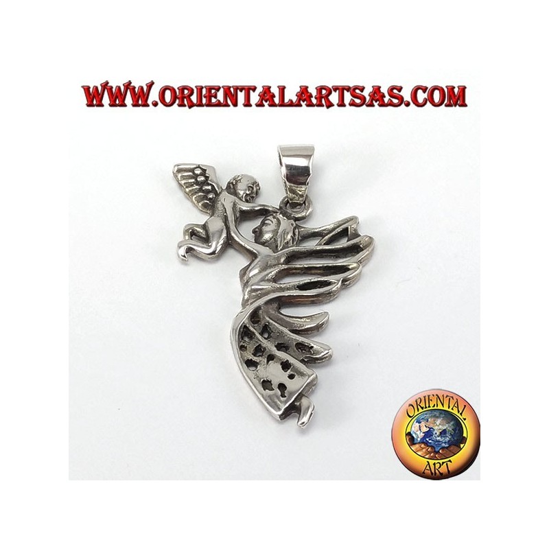 Silver pendant, Fairy with angel