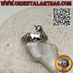 Anillo de plata 925 ‰ con unicornio Símbolo de sabiduría y pureza