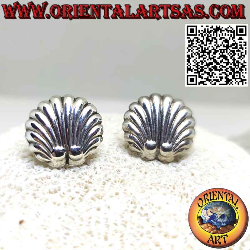 Earrings in 925 ‰ Silver in the shape of a lobe shell, hole cover