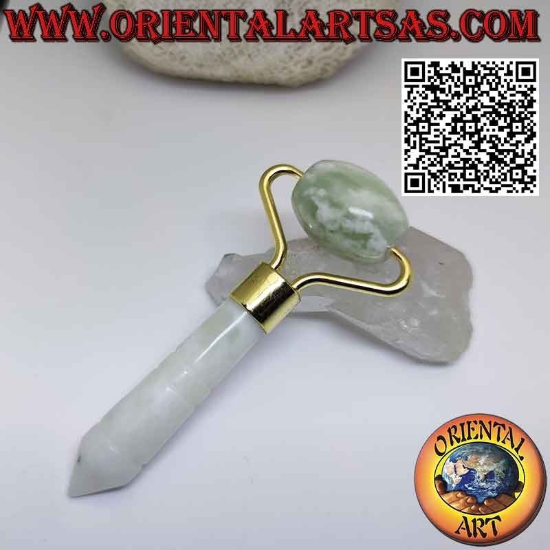 "Face roller" massage roller in natural Jade for small Gua Sha