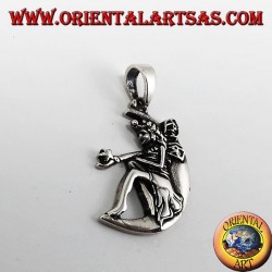 Silber Anhänger, Fee mit Zauberstab auf dem Mond