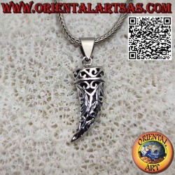 Silver pendant pierced horn lucky charm against the evil eye