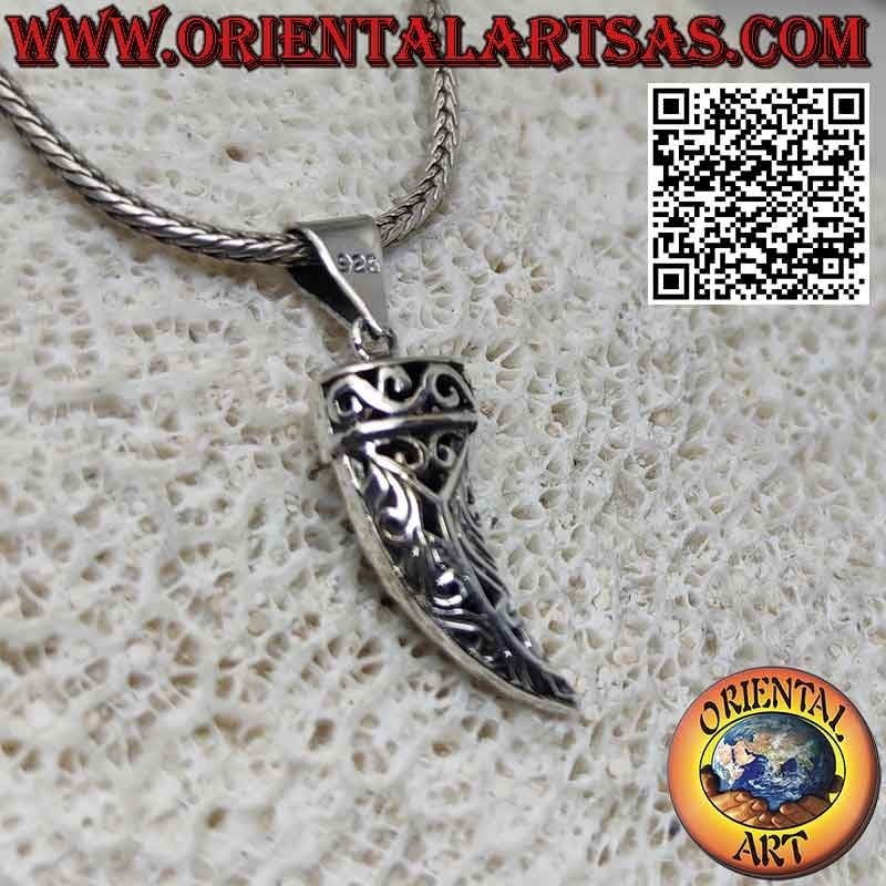 Colgante de plata con cuerno de la suerte contra el mal de ojo y la mala suerte