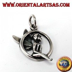 Silver pendant, Fairy sitting in the circle