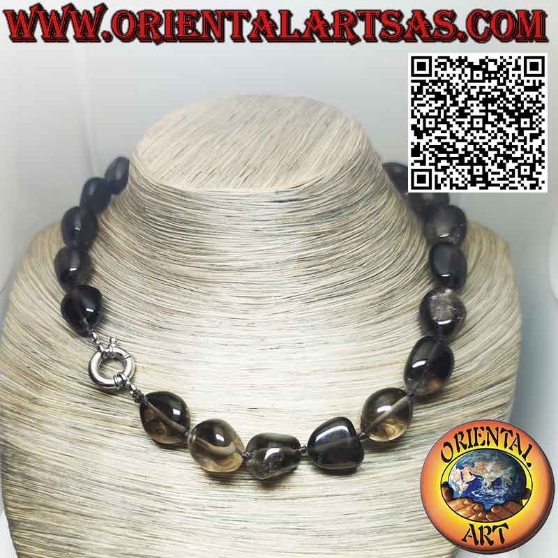 Gargantilla Cuarzo Ahumado Natural Plata | Oriental Art