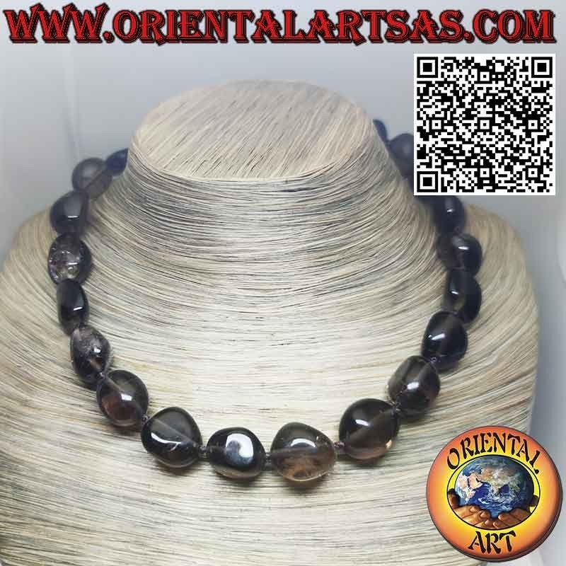 Natural Smoky Quartz Pebble Choker Silver Clasp | Oriental Art