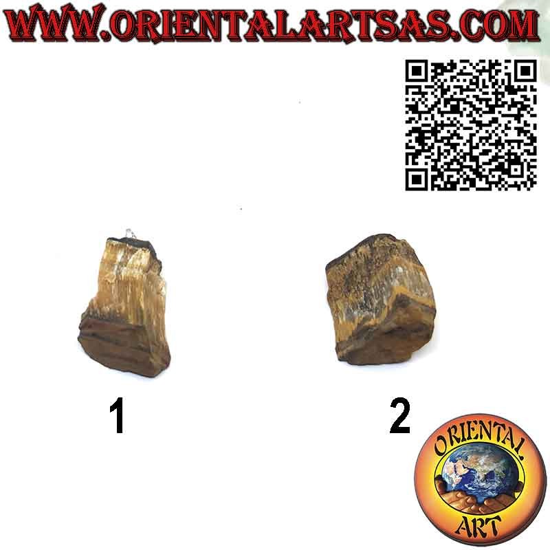 Natural raw tiger eye pendant and hypoallergenic metal hook