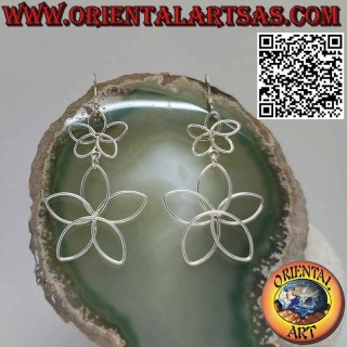 Pendientes con 2 margaritas colgantes hechos con alambre de plata 925‰