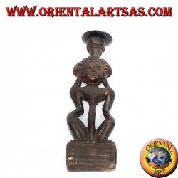 Holzfigur Stammes- Frau im Kerzenhalter 