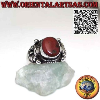 Anello con corallo antico tibetano in argento 925 ‰  fatto in Nepal