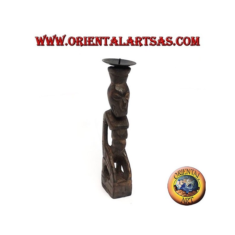 Figurine Tribal supports de bougie en bois