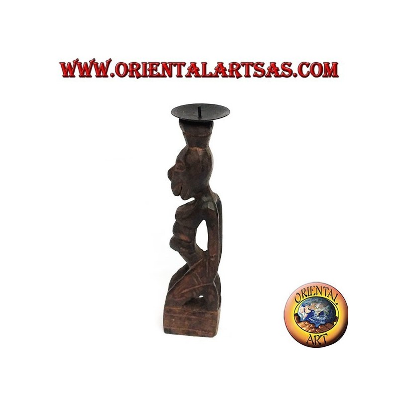 Figurine Tribal supports de bougie en bois