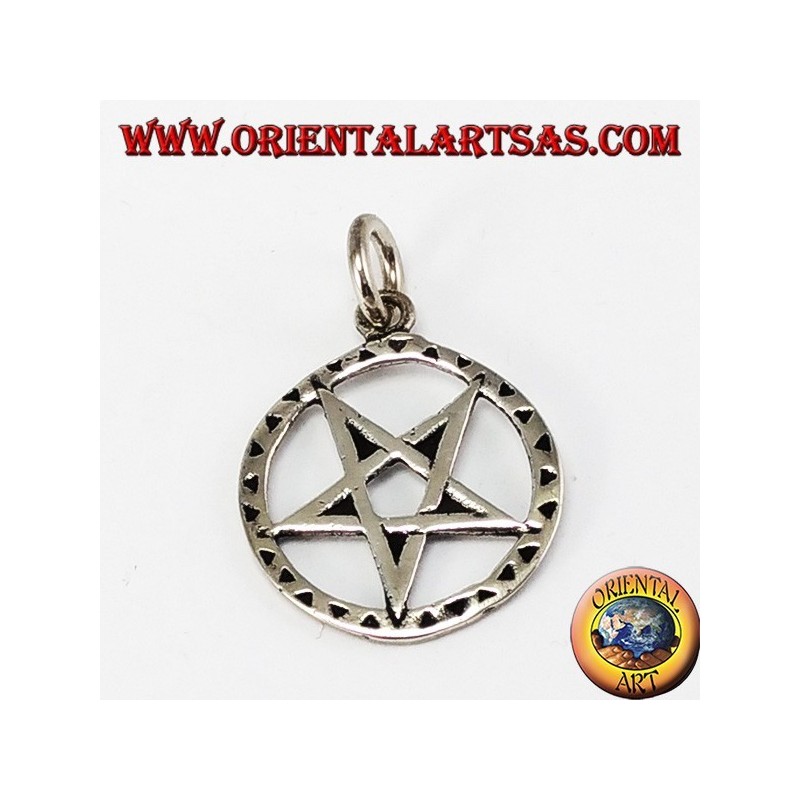 Silver pentacle pendant inverted with tip downwards