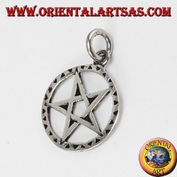 Silver pentacle pendant inverted with tip downwards