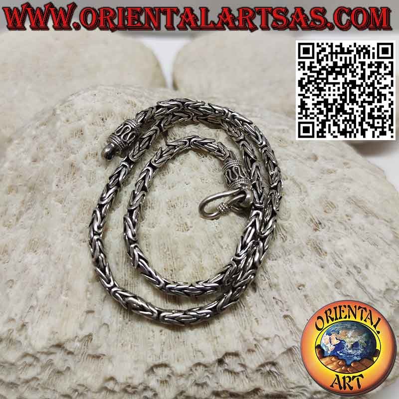 Collar de plata, serpiente BOROBUDUR Enlace bizantino cm 40 * mm 4