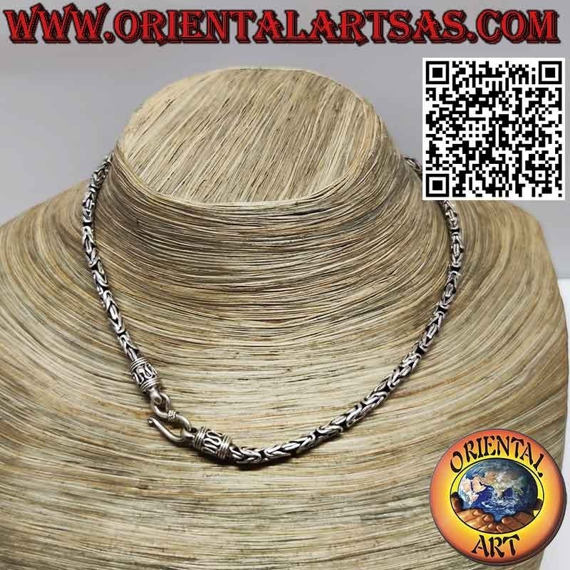 Silver necklace, snake BOROBUDUR Byzantine link cm 40 * mm 4