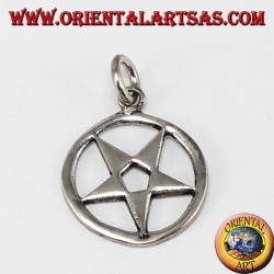 Silver pentacle pendant inverted with tip downwards