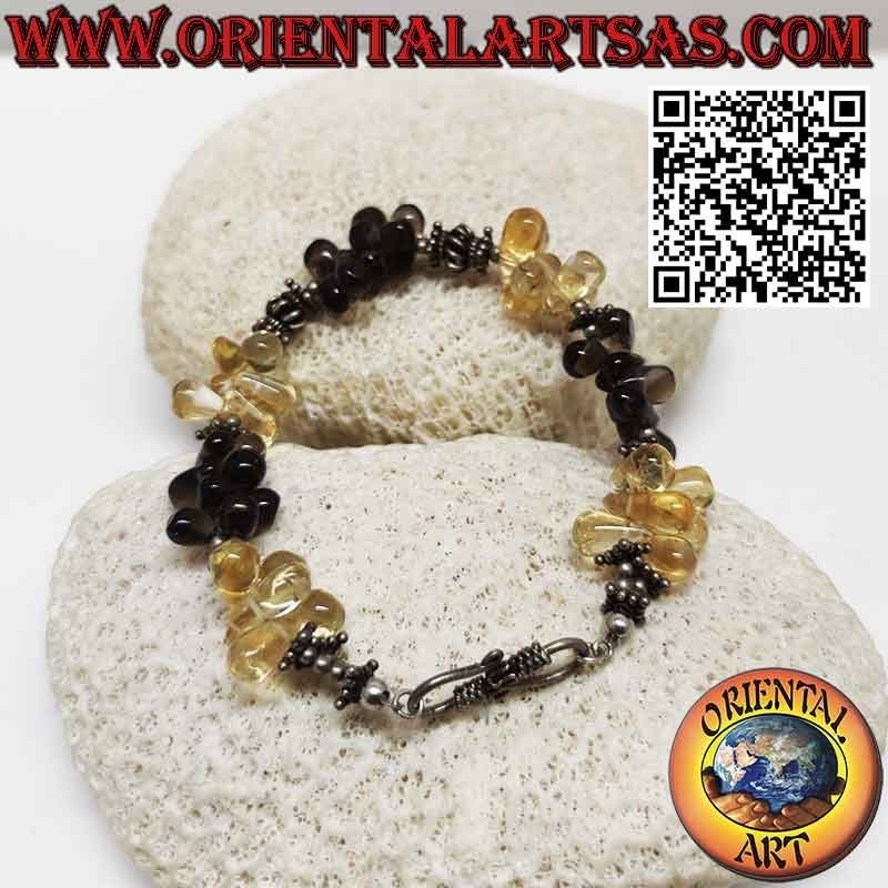 925 silver bracelet with citrine topaz and smoky topaz