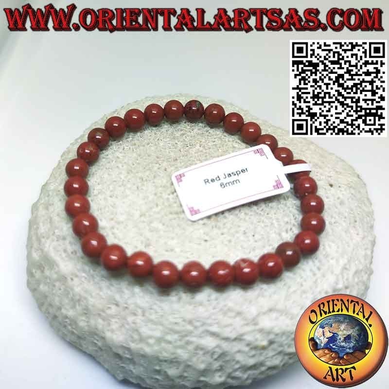 Bracciale Diaspro Rosso Naturale | Comodo Elastico Sfera 6mm