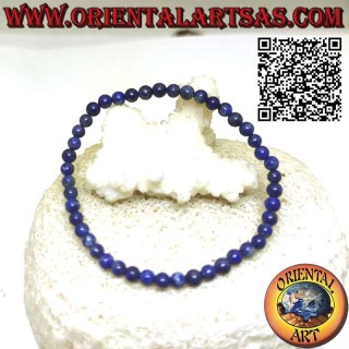 Pulsera con cuentas de lapislázuli afgano natural, mm. 4 Ø (elástico)