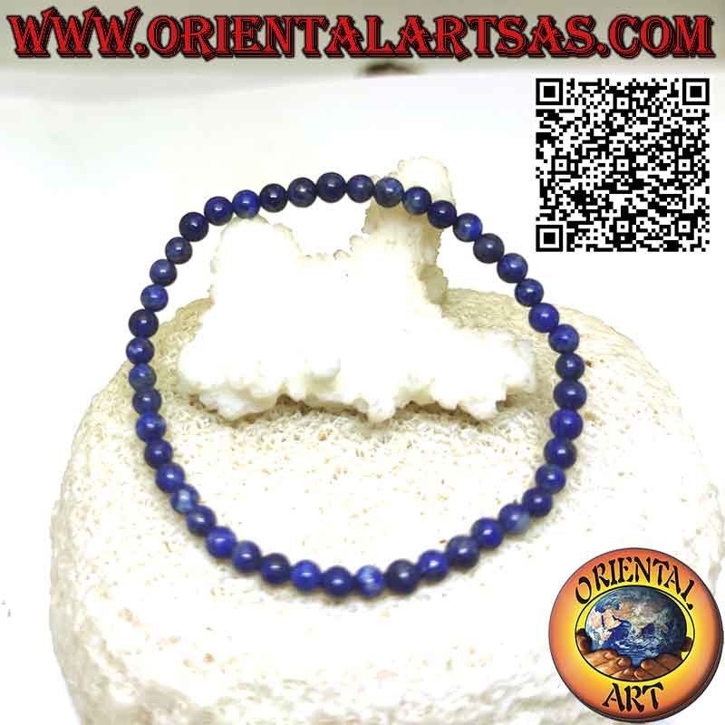 Bracelet with natural Afghani lapis lazuli beads, mm. 4 Ø (elastic)