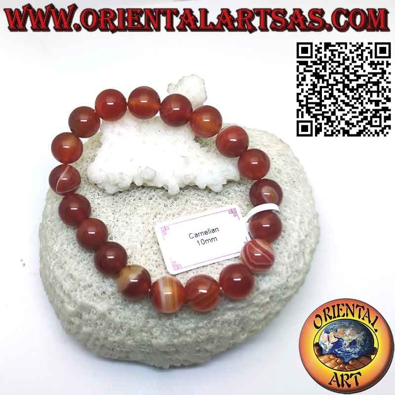 Pulsera de Cornalina Natural 10mm Elástica | Gema Auténtica