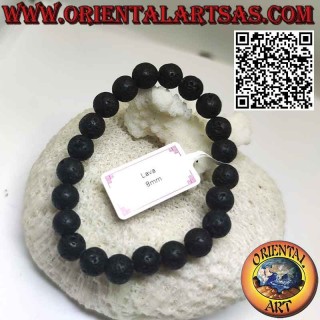 Bracelet en pierre de lave naturelle de sphères de 8 mm. (avec élastique)