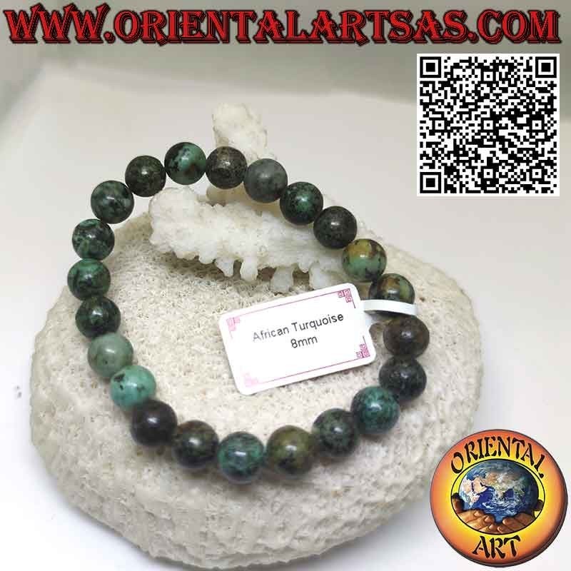Bracelet Turquoise Africaine Naturelle Perles 8mm Élastique
