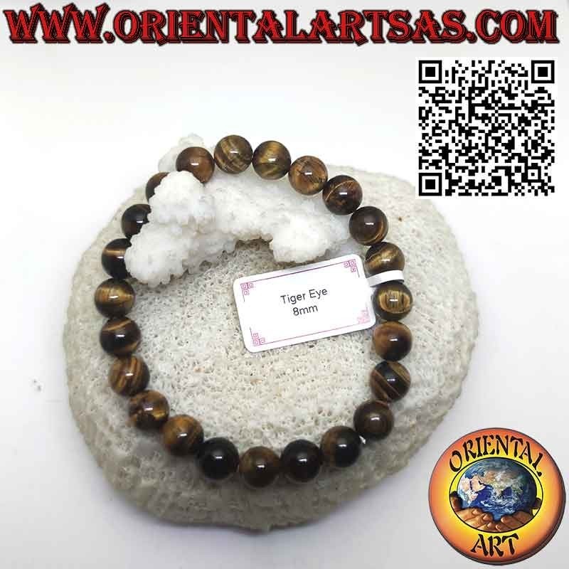 Pulsera de Ojo de Tigre Natural 8mm Elástica