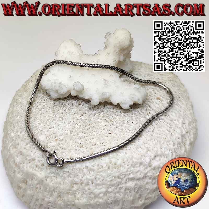 Pulsera serpiente de Indonesia cuadrada de 2 mm en plata maciza 925‰