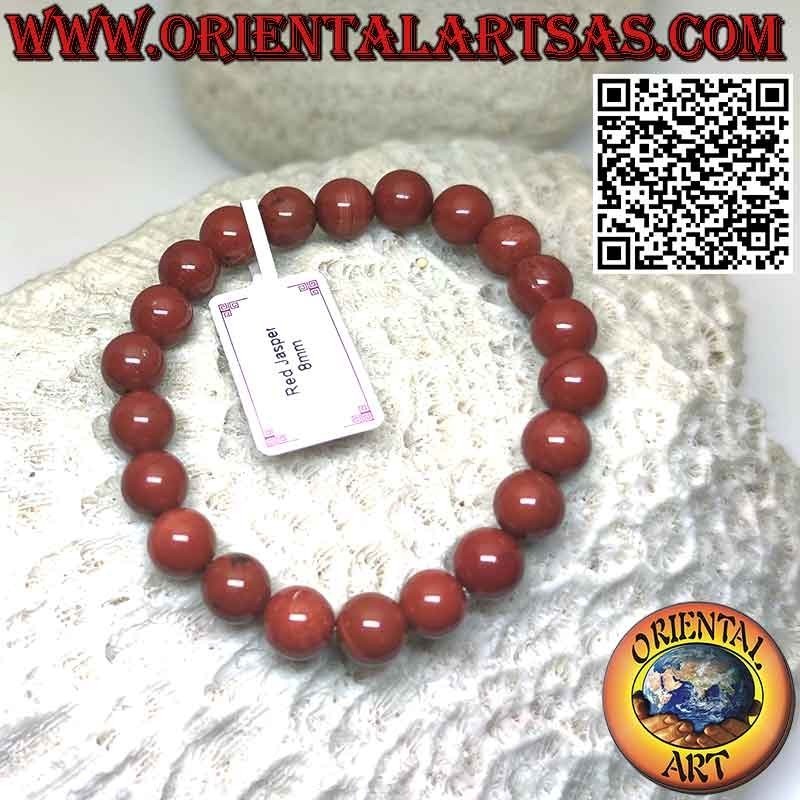 Pulsera Jaspe Rojo Natural Elástica 8mm