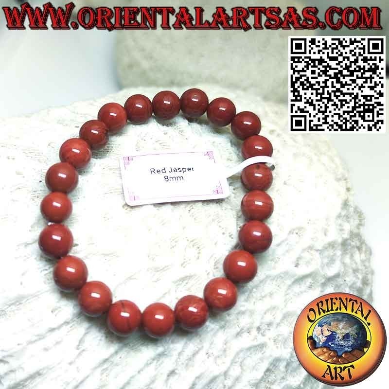 Pulsera Jaspe Rojo Natural Elástica 8mm
