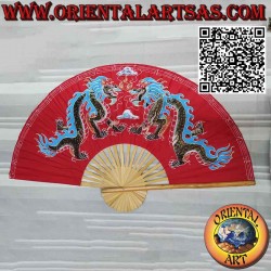 Wall fan Dragons on a red background painted on fabric cm 130