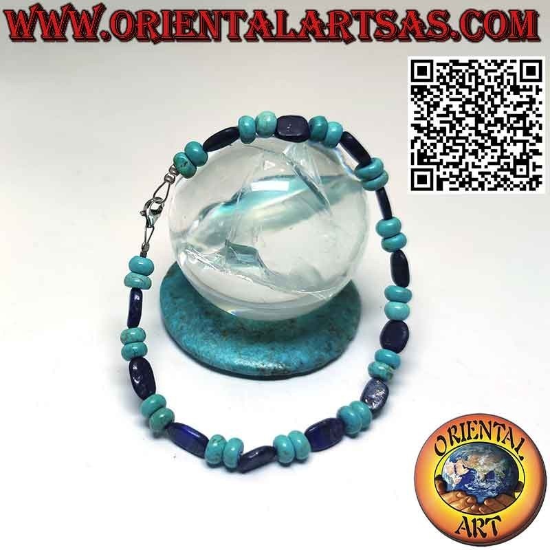 Bracciale Turchese e Lapislazzulo Naturali | Chiusura Argento